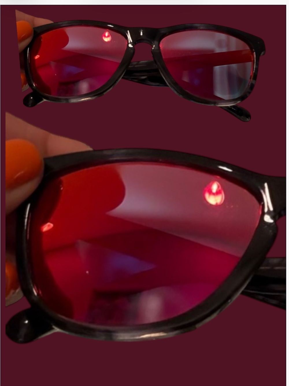 Oakley  Black Frame Sunglasses with Pink Mirrored Lenses Frogskins LX